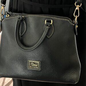 DOONEY & BOURKE BLACK PEBBLED LEATHER SATCHEL CROSSBODY CLASSIC  TOP HANDLES